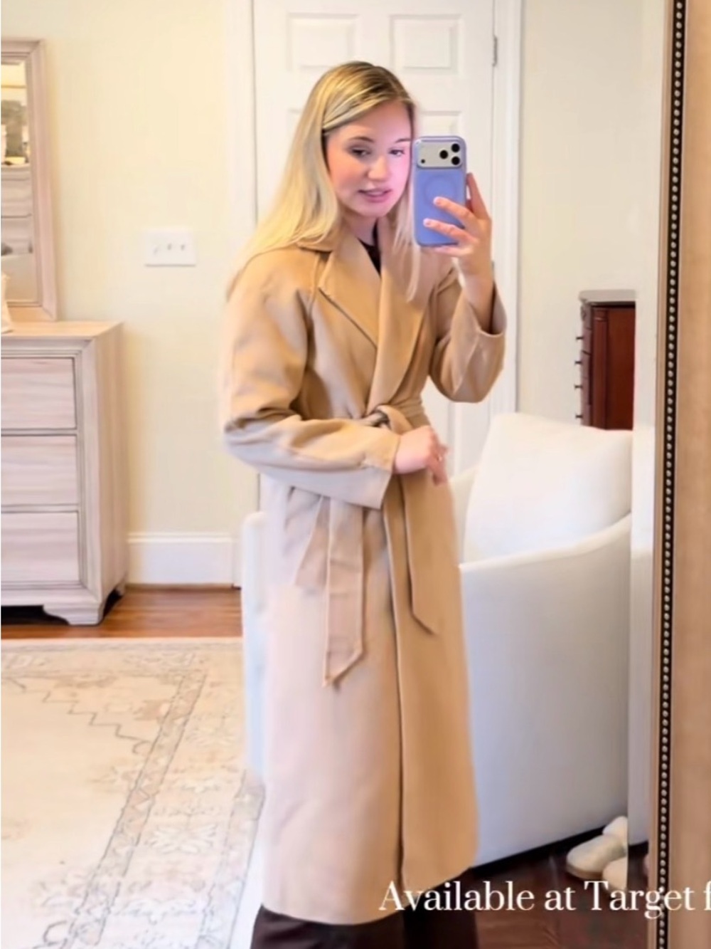 NWT • A NEW DAY • Double Face Belted Wrap Coat Classic Belted Camel Coat - Picture 10 of 11